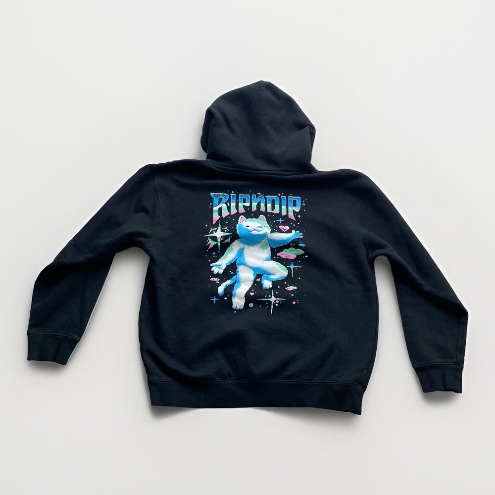 RipNDip Hoodie Adult Medium Black Nermal Cat Graphic Trippy Superstar